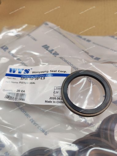 Hydraulic piston seal SPW 50x39x4.9 PTFE + NBR WYS/Korea, Komatsu 07161-10050,707-44-50070
