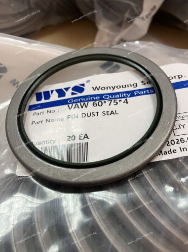 Pin dust seal VAW 60x75x4 PU95 + cold-rolled carbon steel WYS, Komatsu 07145-00095