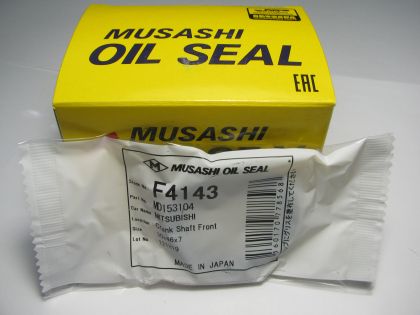 Oil seal AS 30x46x7 R NBR Musashi F4143,  front crankshaft of Alfa Romeo,BMW,Daihatsu,Fiat,Ford,Hyundai,Jaguar,Kia,Mercedes-Benz,Mistubishi,Nissan,Opel,Peugeot,Porsche,Toyota,Volvo,VW MD153104