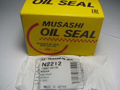 Oil seal AS 34x48x8 R NBR Musashi N2212, crankshaft of Мазда,Nissan,camshaft of Infinit,Mazda,Nissan  OEM 13042-D0100