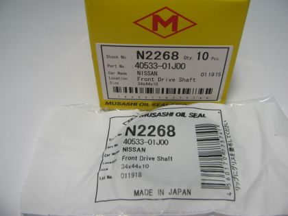 Oil seal UDS-3 34x44x10 Musashi N2268, front axle of Nissan ОЕМ 40533-01J00