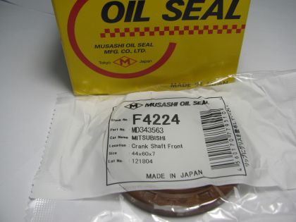 Oil seal AS 44x60x7 R Silicone Musashi F4224,  front crankshaft of  Daihatsu, Dongfeng(DFAC),Hyundai,Kia,Mitsubishi,Proton OEM MD343563