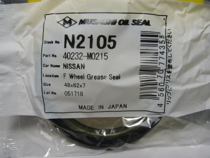 Oil seal SES-1 48x62x7 NBR Musashi N2105, wheel hub of  Nissan OEM 40232-M0215