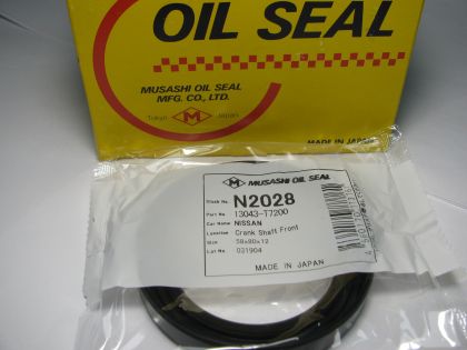 Oil seal AS 58x80x12 R-right helix, NBR Musashi N2028, crankshaft front of Nissan OEM 13043-T7200