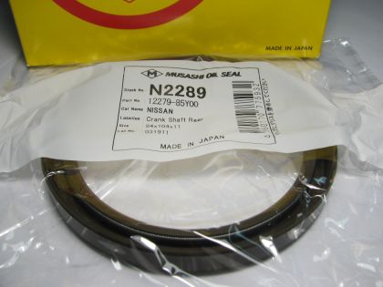 Oil seal  AS 84x104x11 L-left helix ,  Viton Musashi N2289, crankshaft rear of Nissan, OEM 12279-85Y00