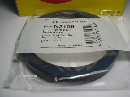 Oil seal AS 80x100x13 L-left helix,  Silicone Musashi N2159, crankshaft rear of Nissan, OEM 12279R4601