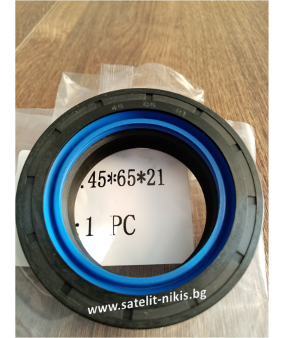 Oil seal  RWDR-KOMBI  45x65x21 NBR  KDIK/China , CATERPILLAR 1306877, 247075;  JOHN DEERE T116820;  LIEBHERR 10291736, 7622700;  MANITOU 473652;  NEOPLAN 260501000;  NEW HOLLAND N3282135 ; SAME 001038270;  ZF 0734309278, 0734309430, 0750110137