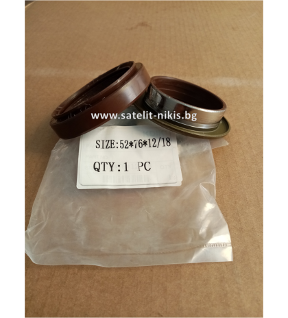 Oil seal (CASSETTE) QLFY MC 52x76x12/18 NBR KDIK/Chin for front axle of tractor KUBOTA