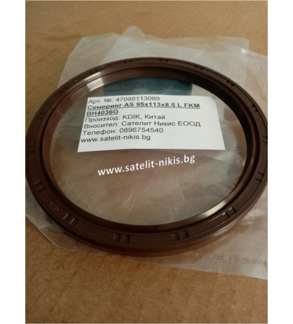 Oil seal AS 95x113x8.5 L FKM KDIK/China BH4036G, crankshaft of LEXUS 9031195007,9031195012,TOYOTA 9031195012