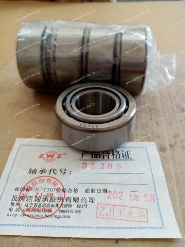 Bearing  33205  (25X52X22) ZWZ/China , JOHN DEERE JD10061; LEMKEN 3199209; MERCEDES BENZ 003 981 1005,003 981 1505,003 981 9505,006 981 5805; RENAULT TRUCKS 5001852654; VALTRA 40923