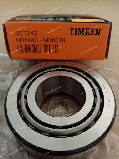 Bearing  M88043/M88010  ( 30.162 x 68.262 x 22.225 ) TIMKEN/USA , CASE 394083R91,394085R91;CAT-Caterpillar 6V0959;CNH 1995377C1,671031R1;John Deere JD8251,JD8929;Massey Ferguson 557366M,1832926M1;New Holland 766314,81820262