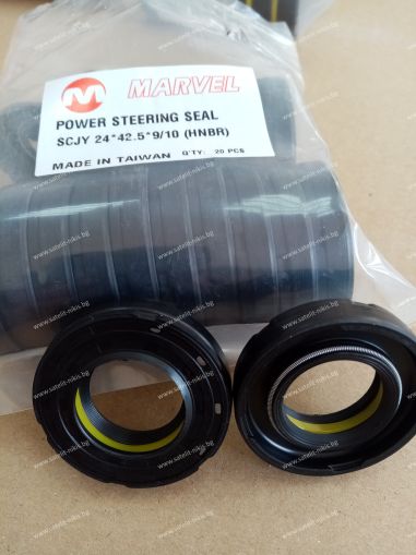 Oil seal  SCJY (CNB6) 24x42.5x9/10 HNBR MARVEL/TW , за кормилно управление of HYUNDAI ACCENT I (X-3) (1994-2000), HYUNDAI ACCENT II (LC) (2000-2006), HYUNDAI ACCENT III (MC) (2005-2010), HYUNDAI ELANTRA II (1995-2000), HYUNDAI EXCEL (X-3) (1994-2000), HYU