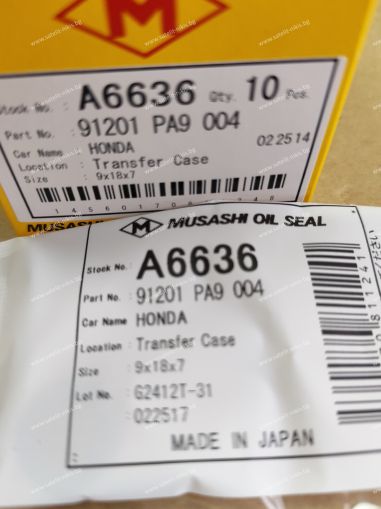 Oil seal  UE (TC) 9x18x7 NBR Musashi/Japan , for transfer case of HONDA 91201 PA9 004,91201 PA9 0043,A6636