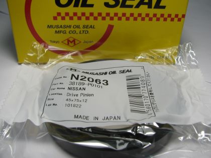 Oil seal TC (AS) 45x75x12 R NBR Musashi/Japan ,  differential of Infiniti,Nissan OEM 38189-P0101 ,N2063   