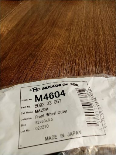 Oil seal KDS-S 52x63x8.5 Musashi/Japan , for front wheel hub (outer side) of MAZDA B092 33 067 ,M4604