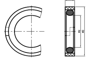 Hydraulic piston seal  SPGA 130x115.75x6.9 polyamide + NBR70 WYS, up to 270 bar ,Caterpillar 9X-3595