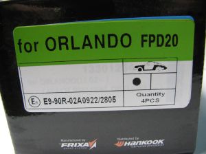 Комплект спирачни накладки HANKOOK FRIXA предни дискови FPD20 (A.B.S. 37764) за Cadillac, Cevrolet, Opel, Vauxhall