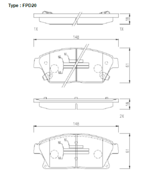 Комплект спирачни накладки HANKOOK FRIXA предни дискови FPD20 (A.B.S. 37764) за Cadillac, Cevrolet, Opel, Vauxhall