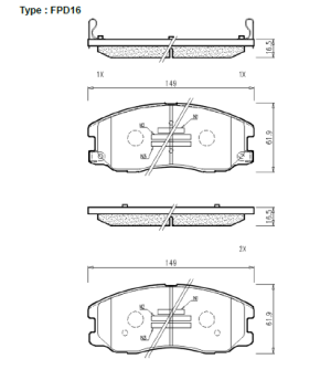 Комплект спирачни накладки HANKOOK FRIXA предни дискови FPD16 (A.B.S. 37582) за Chevrolet, Opel, Vauxhall
