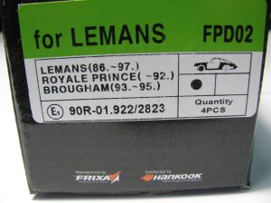 Комплект спирачни накладки HANKOOK FRIXA предни дискови FPD02 за Daewoo, Lotus, Opel