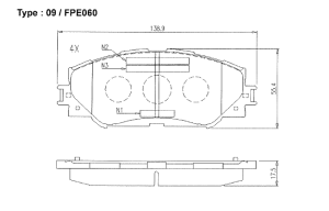 Комплект спирачни накладки HANKOOK FRIXA предни дискови FPE060 (A.B.S. 37544) за  Subaru, Toyota