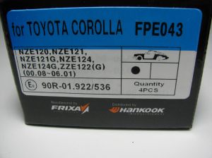 Комплект спирачни накладки HANKOOK FRIXA предни дискови FPE043 (A.B.S. 37134) за Toyota