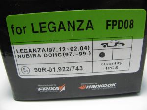 Комплект спирачни накладки HANKOOK FRIXA предни дискови FPD08 (A.B.S.  37053) за Chevrolet, Daewoo