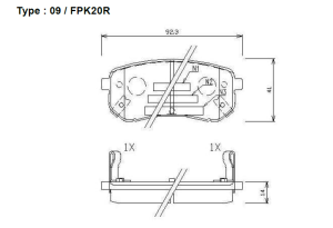 Комплект спирачни накладки HANKOOK FRIXA задни дискови FPK20R (A.B.S. 37515) за Hyundai, Kia