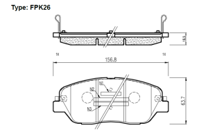 Комплект спирачни накладки HANKOOK FRIXA предни дискови FPK26 (A.B.S. 37522) за Hyundai, Kia, SsangYong