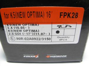Комплект спирачни накладки HANKOOK FRIXA предни дискови FPK28 ( A.B.S. 35033) за Hyundai, Kia
