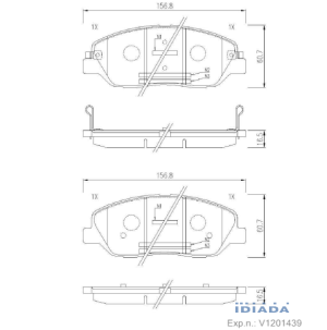 Комплект спирачни накладки HANKOOK FRIXA предни дискови FPK29 (A.B.S. 37522) за Hyundai, Kia, SsangYong