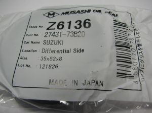 Oil seal AS 35x52x8 NBR Musashi Z6136, differential of  Suzuki,VW, transfer case of Suzuki Liana,Swift OEM 27431-73B20