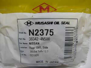 Семеринг UES-89 38x54.7x8/13.7 NBR Musashi N2375, диференциал на Nissan OEM 38342-4N500