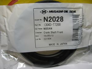 Семеринг AS 58x80x12 R NBR Musashi N2028, колянов вал (преден) на Nissan OEM 13043-T7200