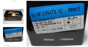 Комплект спирачни накладки HANKOOK FRIXA предни дискови FPH17 (A.B.S. 37525) за Honda, Hyundai, Kia