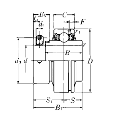 Radial insert ball bearing  UELS308-108D1NR  (38.1x90x57.1/41.3/27) NTN/Japan, John Deere AH170744